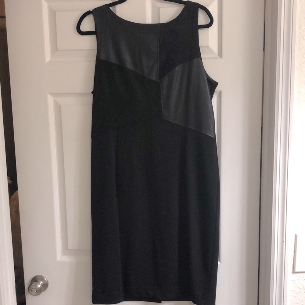 WHBM- Black dress with fake leather and suede accents.